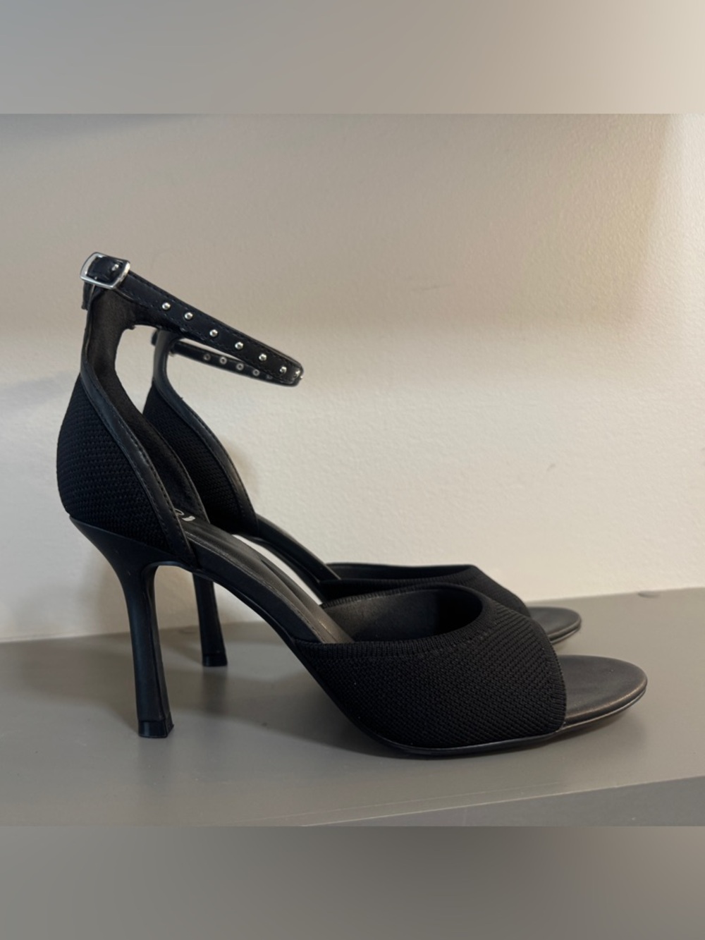 Black Ankle-Strap Open-Toe Women’s Heels